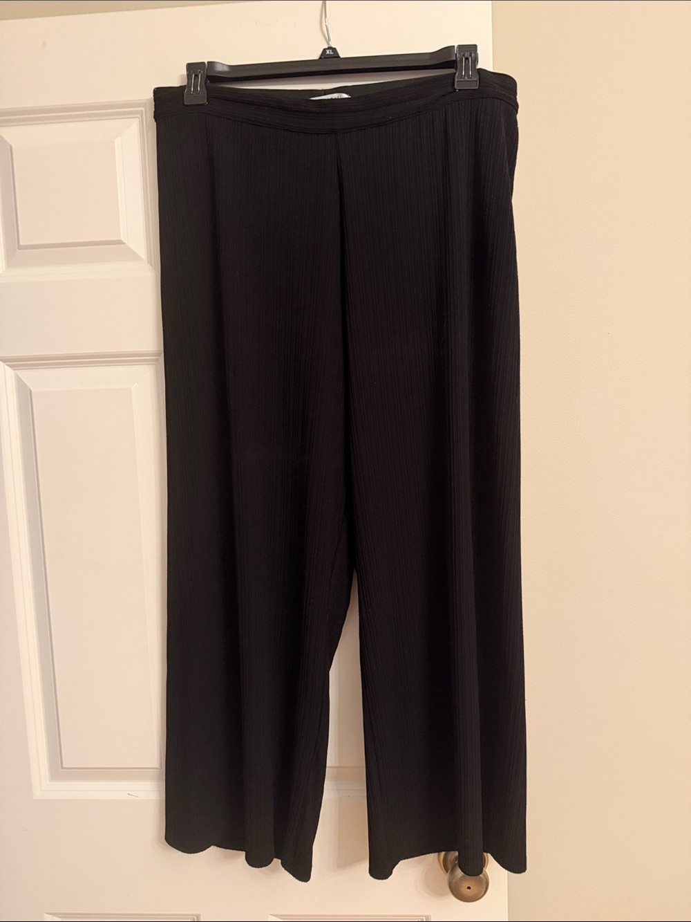 Zac & Rachel Black Ribbed Wide Leg Pull-On Pants